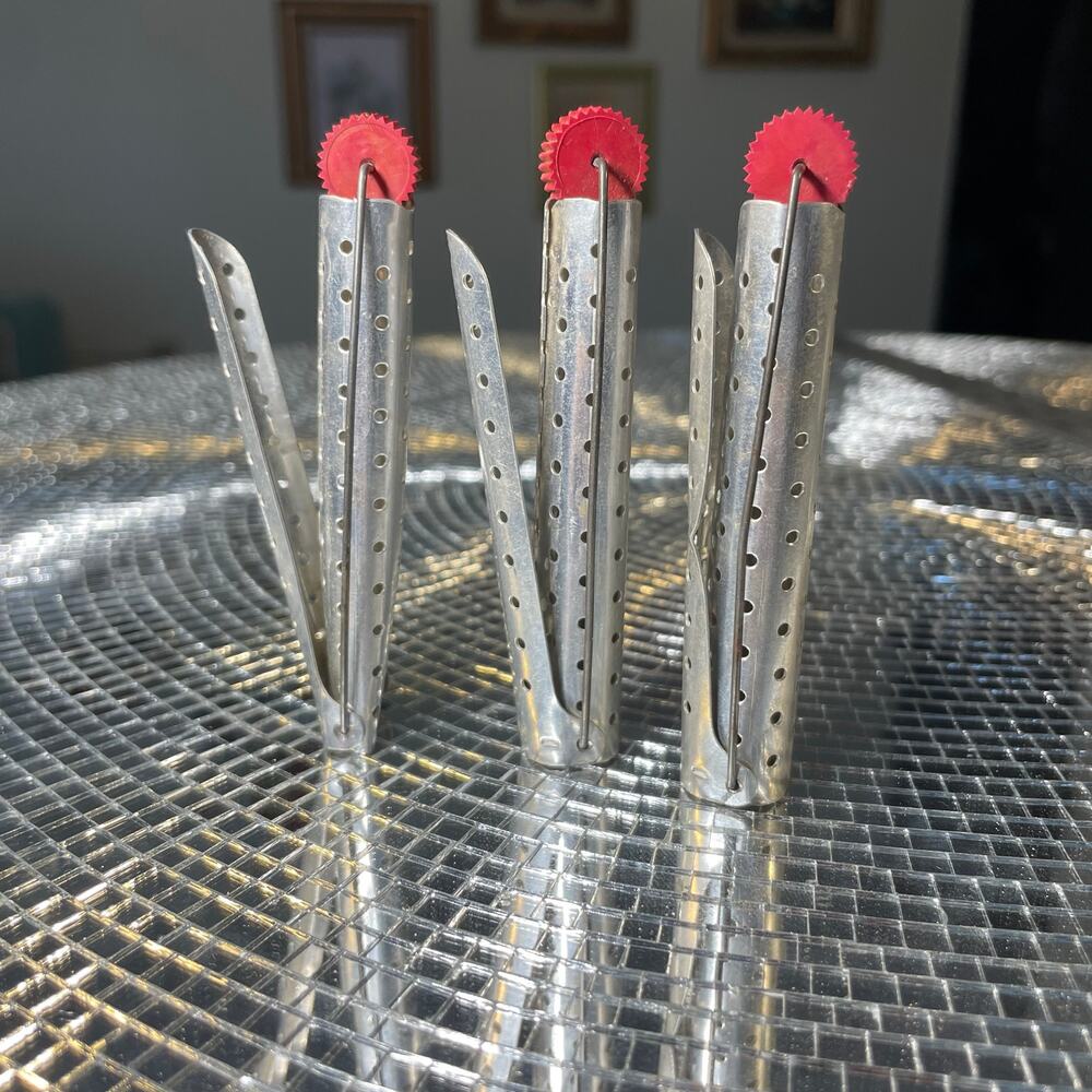 3 Antique Aluminum Hair Curlers Goody Curl Clip